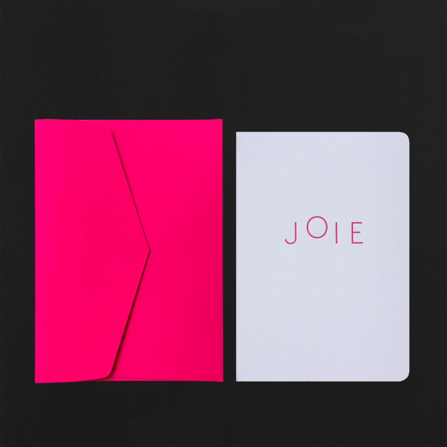 Folded Card JOIE + fluo pink envelope