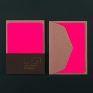 Paquet de 5 cartes A6 ROSE FLUO et 5 enveloppes C6 100g VIEUX ROSE