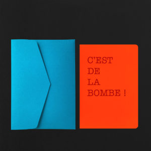 Folded Card C'EST DE LA BOMBE + cornflower envelope
