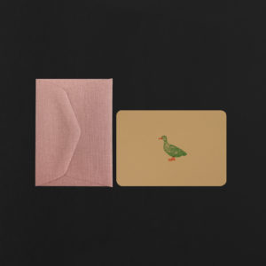 Mini carte CANARD + enveloppe vieux rose