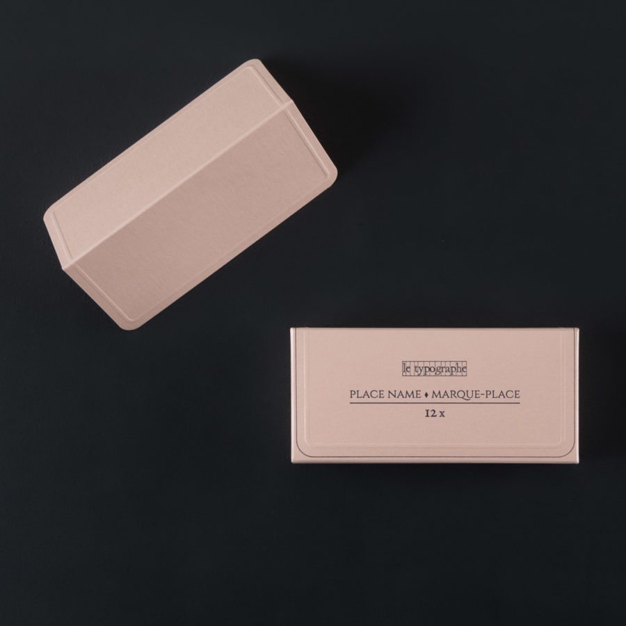 Pack of 12 PLACE-CARDS embossed PEACH