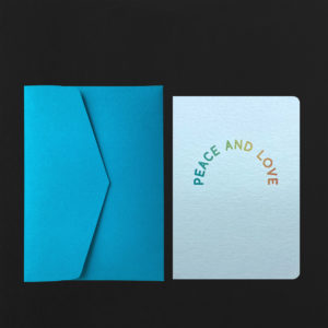 Folded Card PEACE AND LOVE A6 + cornflower envelope