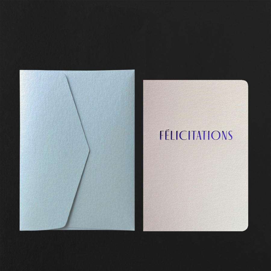 Folded Card FELICITATIONS + aqua envelope