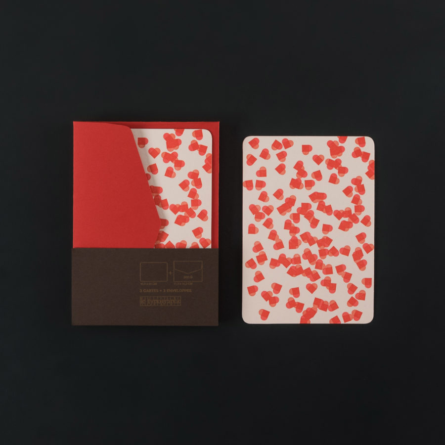 PACK of 3 A6 CARDS + 3 C6 ENVELOPES - HEART CONFETTI