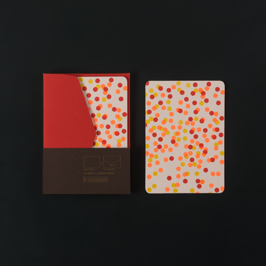 PACK of 3 A6 CARDS + 3 C6 ENVELOPES - ORANGE CONFETTI