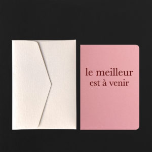 Folded Card LE MEILLEUR EST A VENIR + champagne envelope