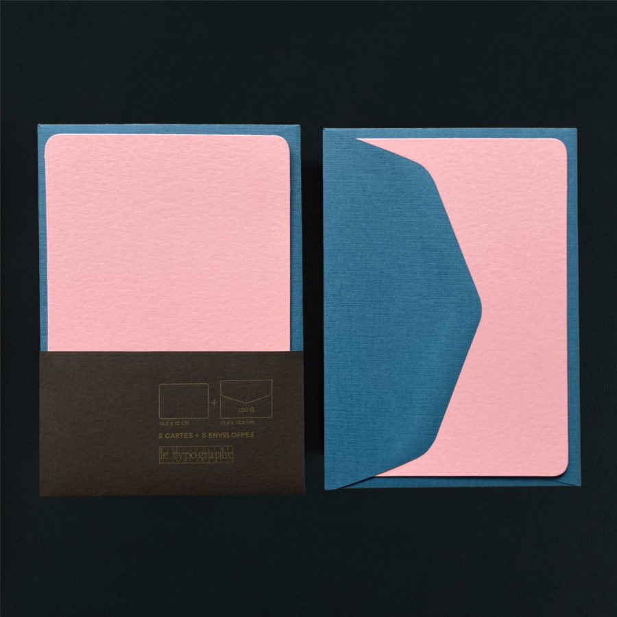 Pack of 5 A6 SAKURA cards and 5 BLUE SEA 100g C6 envelopes