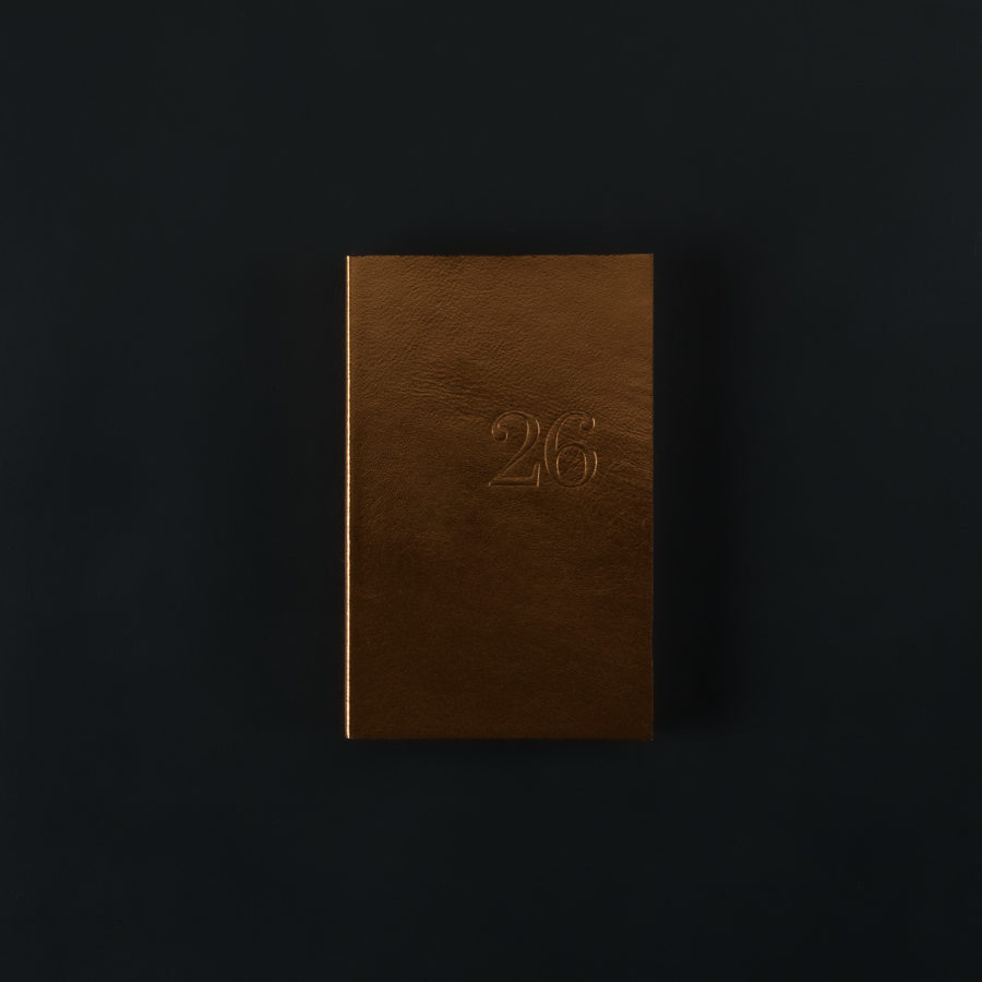 2026 weekly LEATHER DIARY - platinum gold