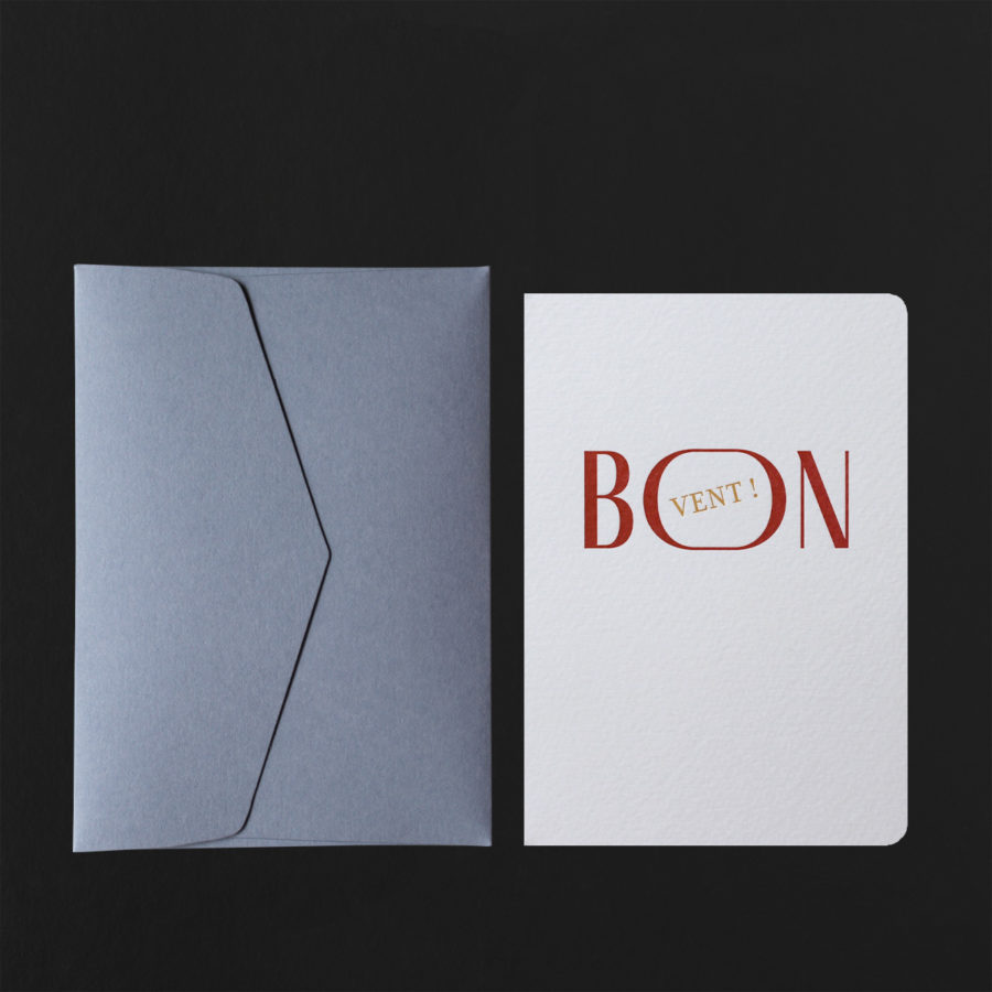 Folded Card BON VENT + lavender envelope