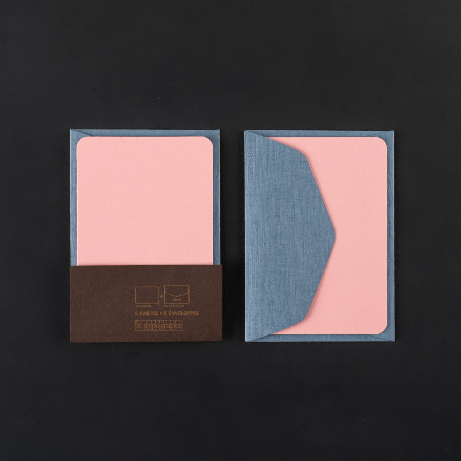 Pack of 5 mini sakura CARDS and 5 mini blue sea ENVELOPES