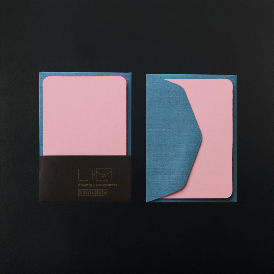 Pack of 5 mini sakura CARDS and 5 mini blue sea ENVELOPES
