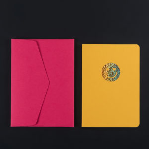 Folded Card SMILEY holographic + fuchsia enveloppe