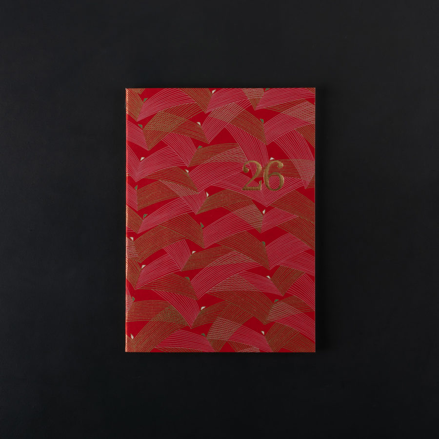 AGENDA MENSUEL 2026 A5+ vagues rouge - papier japonais