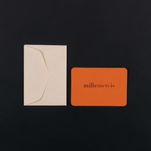 mini carte MILLE MERCIS dorure + enveloppe blanche