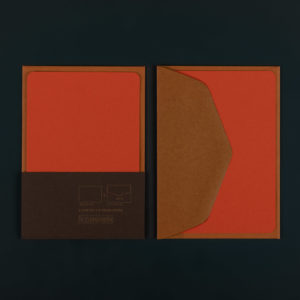 Pack of 5 A6 MANDARIN cards and 5 CARAMEL 100g C6 envelopes