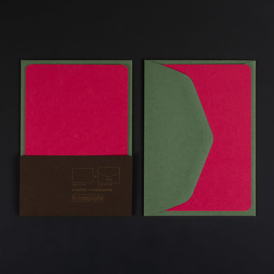 Pack of 5 A6 FUCHSIA cards and 5 MOSS 100g C6 envelopes