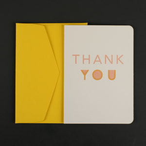 Carte A5 THANK YOU champagne + enveloppe C5 banane