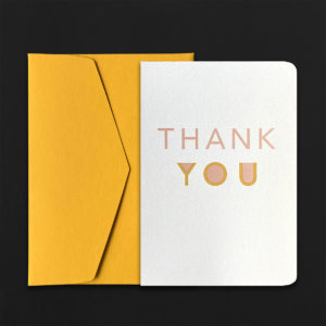 A5 Folded Card  THANK YOU champagne + C5 banana envelope
