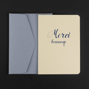 Carte A5 MERCI BEAUCOUP script + enveloppe C5 lavandin