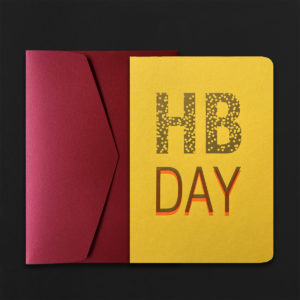 Carte A5 HB DAY banane + enveloppe C5 grenat