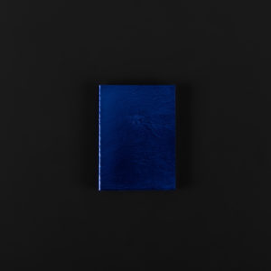 MINI CARNET CUIR bleu métallique 7x9.5cm