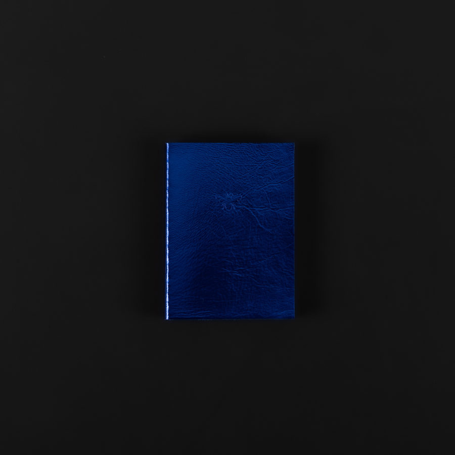 MINI LEATHER NOTEBOOK metallic blue 7x9.5cm