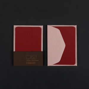 Paquet de 5 mini cartes GRENAT et 5 mini enveloppes GUIMAUVE