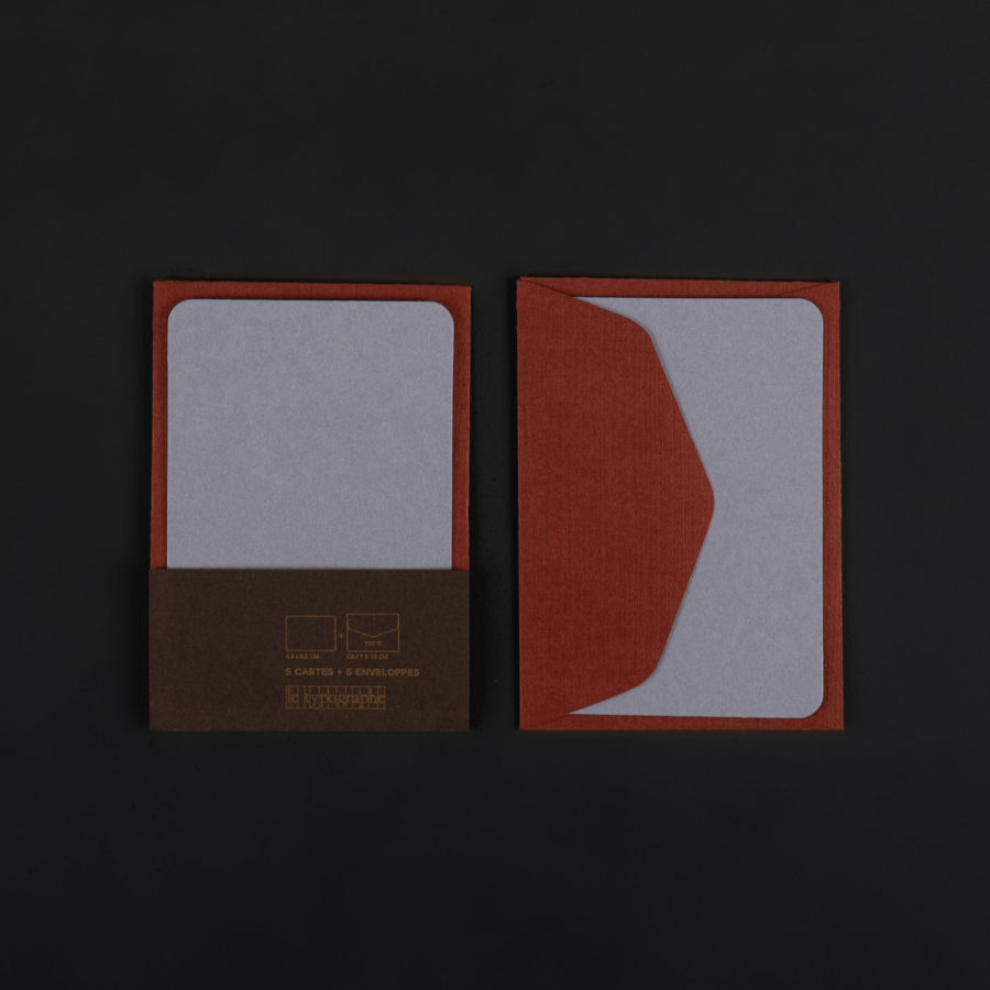 Pack of 5 mini LAVENDER cards and 5 mini CORDYLINE envelopes