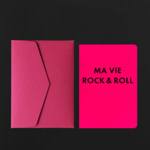 Carte MA VIE ROCK & ROLL + enveloppe  fushia