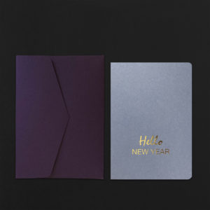 Folded Card HELLO NEW YEAR lavender + plum envelop