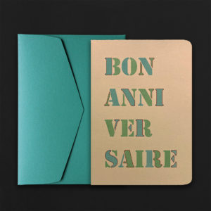 A5 Folded Card BON ANNIVERSAIRE cyan + C5 mint envelope