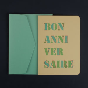 A5 Folded Card BON ANNIVERSAIRE cyan + C5 mint envelope