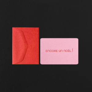 Mini carte ENCORE UN NOEL + enveloppe géranium