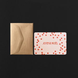 Mini carte JOYEUX NOEL pois rouge + enveloppe pyrite