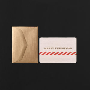 Mini carte MERRY CHRISTMAS sucre d'orge + enveloppe pyrite