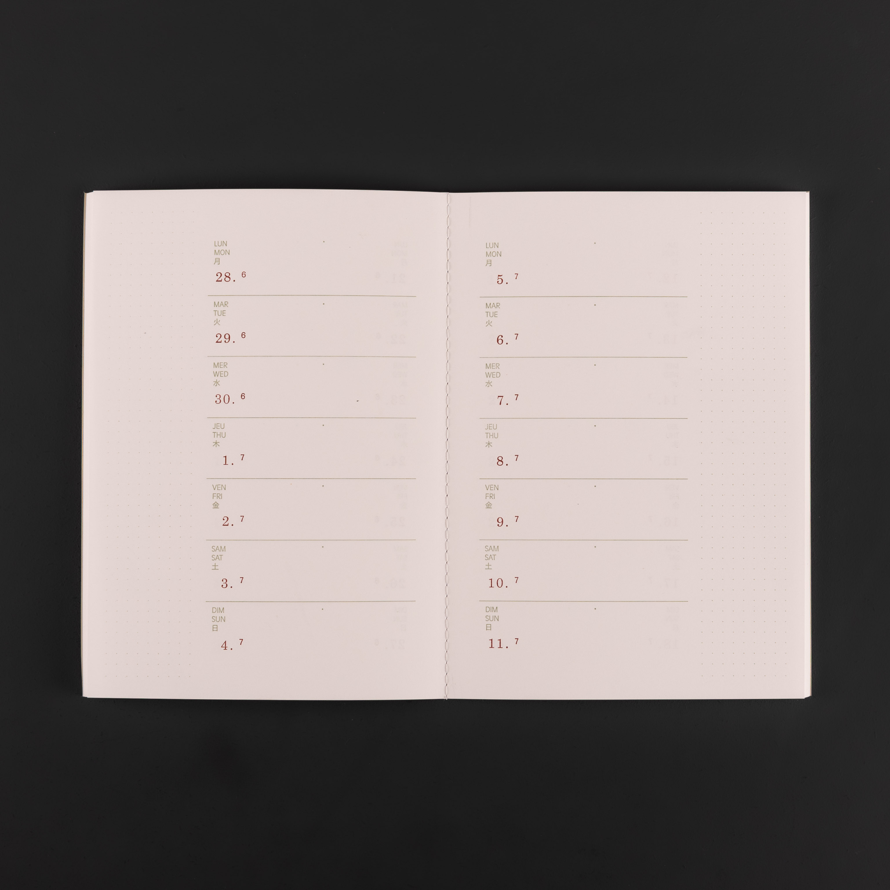AGENDA HEBDOMADAIRE 2027 A5+ bambou – Image 2