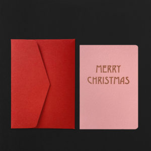 Carte MERRY CHRISTMAS art nouveau + env carmin