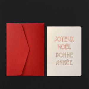Carte JOYEUX NOEL BONNE ANNEE art nouveau + enveloppe carmin