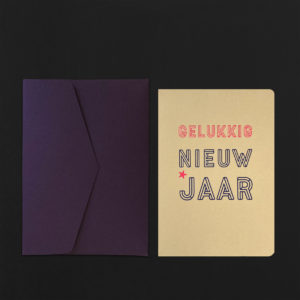 Carte GELUKKIG NIEUWJAAR cappuccino + env prune